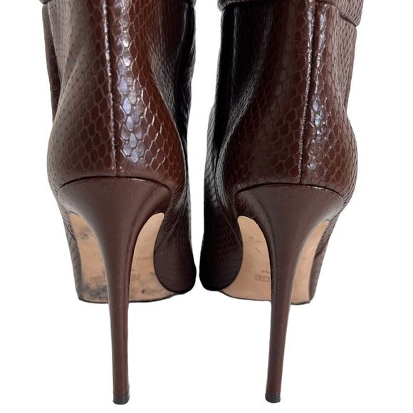PARIS TEXAS Slouch Python-Embossed High Heel Boots in Cocoa Brown - Picture 8 of 16